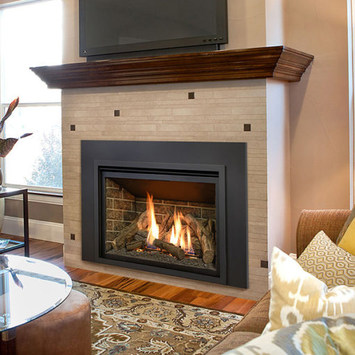 The Kozy Heat Chaska 34 Gas Fireplace Insert can be ordered with a Glass Media, Rock Set, or Log Set Model.